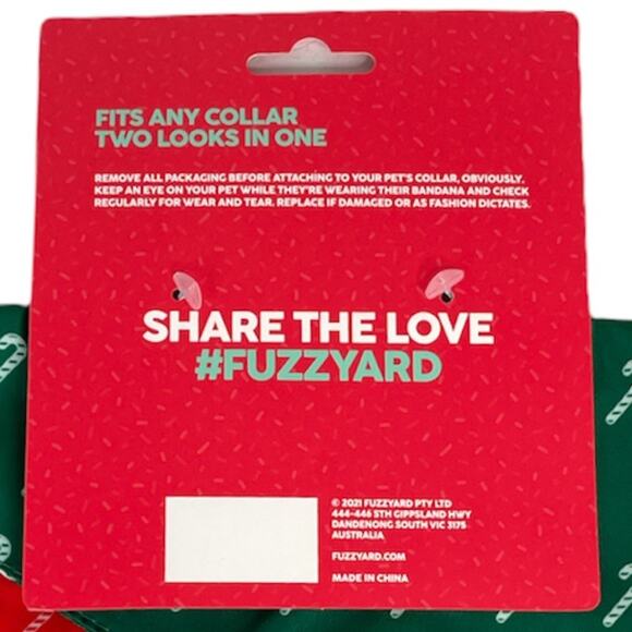 FuzzYard Christmas Candy Canes & Gingerbread Men Reversible Bandana Red Green - Picture 7 of 8